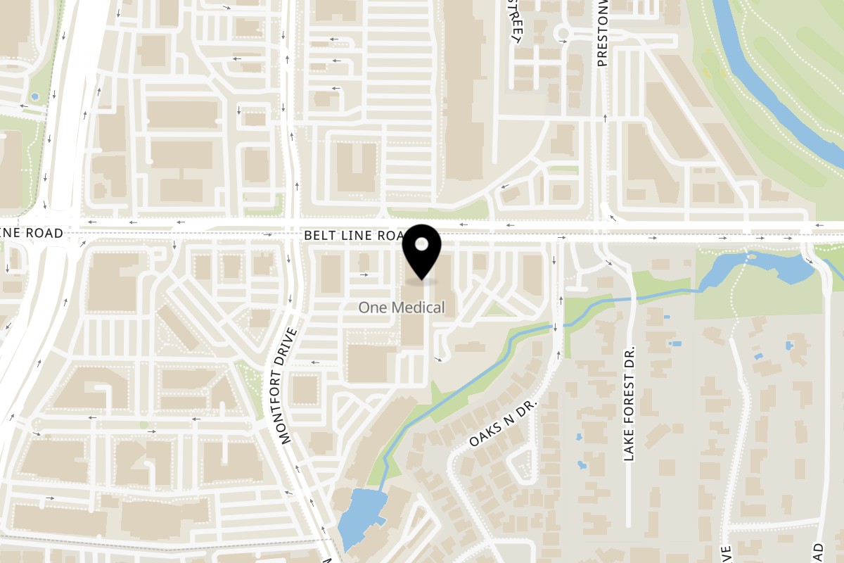 Map showing the location of Asian Mint Addison on 5290 Belt Line Rd #118 in Dallas