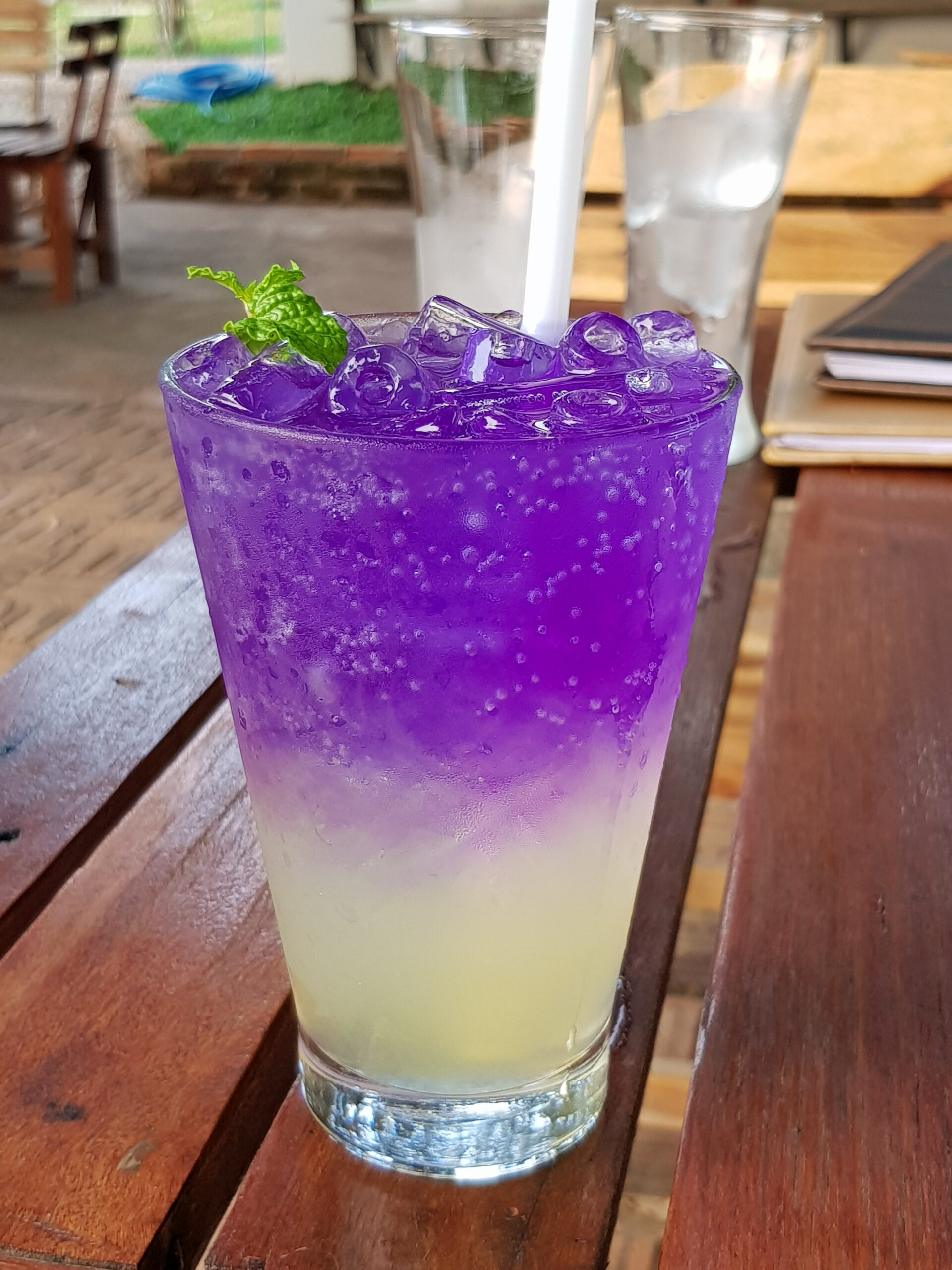 Summer Drink Butterfly Pea Flower Mixed With Honey Lemon Juice
